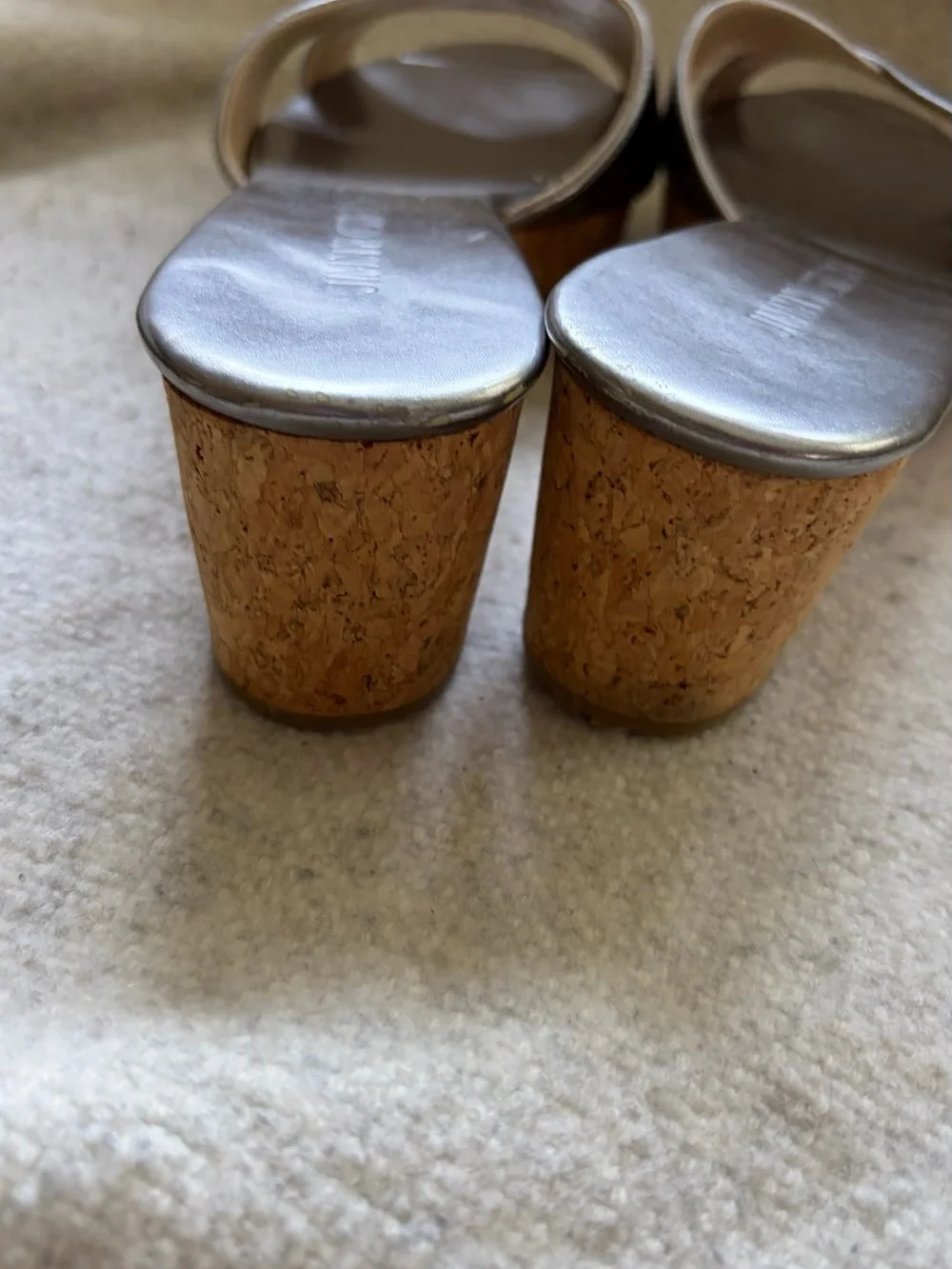 Jimmy Choo Metallic Silver Studded Slide Mules